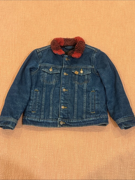Canadiana Other - Child / Kids Blue Denim Jacket with Red plaid Sherpa interior & Collar